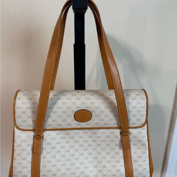 Gucci Micro Logo Tan and Cream Shoulder Bag - Picture 1 of 16
